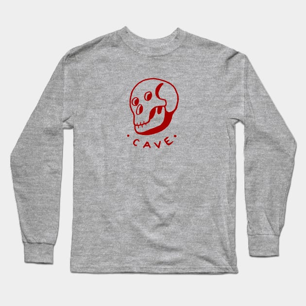 Simple and naive drawing of a skull in red ink Long Sleeve T-Shirt by croquis design